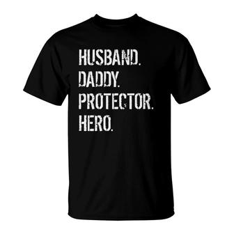Cool Father Dad Gift Husband Daddy Protector Hero T-Shirt - Seseable
