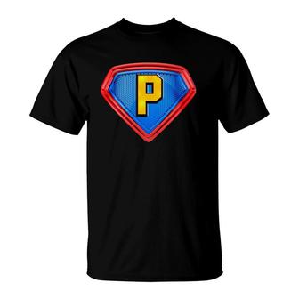 Cool Super P Alphabet Cute Initial Monogram Letter P Graphic T-Shirt | Mazezy