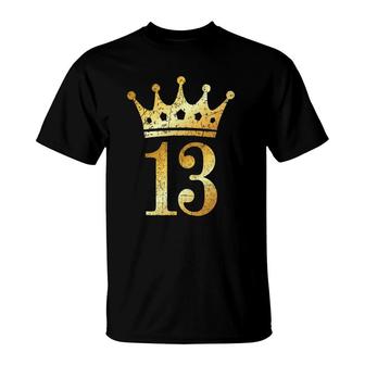Crown Number 13 Vintage Golden Yellow 13Th Birthday T-Shirt | Mazezy