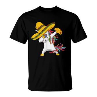 Dabbing Unicorn 5 Cinco De Mayo 2022 Kid Girl Women Mexican T-Shirt - Seseable
