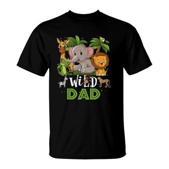 Dad Of The Wild Zoo Birthday Safari Jungle Animal Funny T-Shirt | Mazezy
