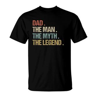 Dad The Man Myth Legend Father Retro Christmas Gift T-Shirt - Seseable