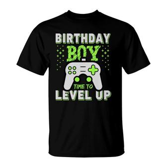 Design Birthday Boy Matching Video Gamer Time To Level Up T-Shirt - Seseable