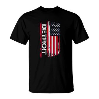 Detroit American Flag Vintage T-shirt - Thegiftio UK