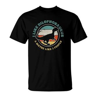 Dilophosaurus Vintage Retro Dinosaur Lover T-Shirt | Mazezy