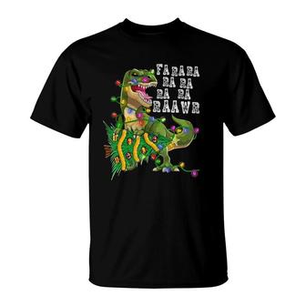 Dinosaur Christmas Fa Ra Rawr Tree Rex Boys Xmas Gift T-Shirt - Seseable