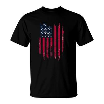 Distressed American Flag Stars Stripes Weathered Usa T-Shirt - Seseable