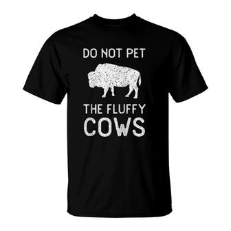 Do Not Pet The Fluffy Cows Vintage National Park Funny Bison Raglan Baseball T-Shirt - Seseable