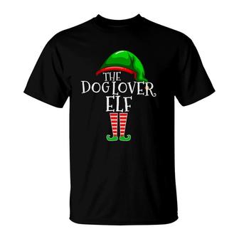 Dog Lover Elf Group Matching Family Christmas Gift Mom Dad T-Shirt - Seseable