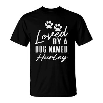 Dog Name Harley Gift Pet Lover Puppy Paw Print T-Shirt - Seseable