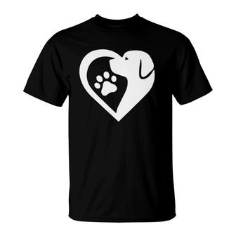 Dogs 365 Paw Rescue Animal Dog Heart Love Dog T-Shirt | Mazezy