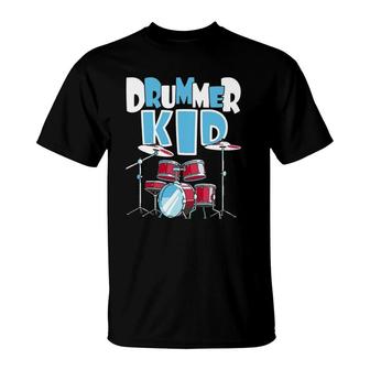Drummer Kid Funny Percussionist Drums Musician T-Shirt | Mazezy