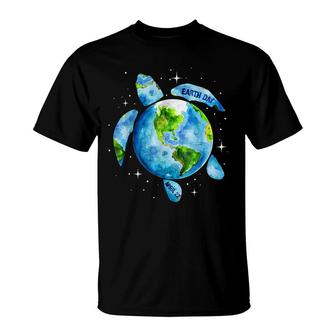 Earth Day 2022 Restore Earth Sea Turtle Art Save The Planet T-Shirt - Seseable