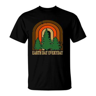 Earth Day Everyday Rainbow Pine Tree Tee Conservation 2022 Ver2 T-Shirt | Mazezy