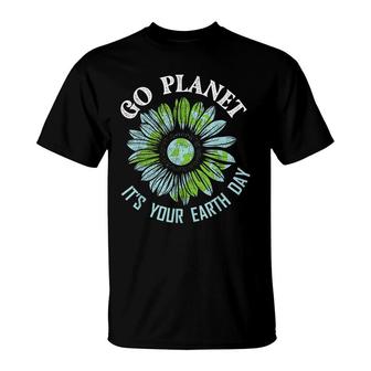 Earth Day Planet Anniversary Earth Day Sunflower Everyday T-Shirt - Seseable