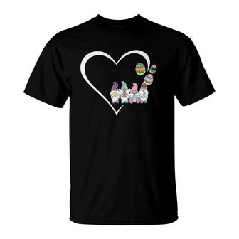 Easter Day 2022 Trio Bunny Gnome Heart Hug Easter Eggs T-Shirt | Mazezy