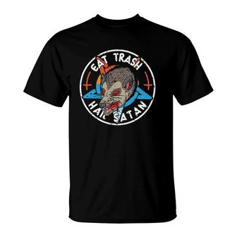 Eat Trash Hail Satan Opossum Pentagram Satanic Garbage Gang T-Shirt | Mazezy