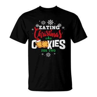 Eating Xmas Cookies For Two Mommy Pregnancy Christmas T-Shirt - Monsterry AU