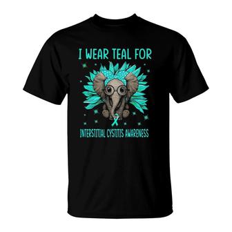 Elephant Sunflower I Wear Teal For Interstitial Cystitis Aw T-Shirt | Mazezy