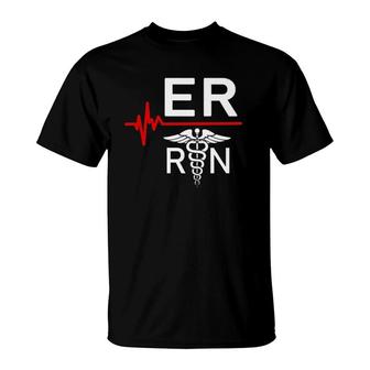 Emergency Room Registered Nurse Gift Er Heartbeat T-Shirt | Mazezy