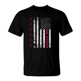 Er Nurse American Flag Proud To Be Emergency Room Nurse T-Shirt - Seseable