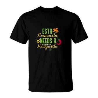 Esta Mamacita Needs A Margarita Yellow And Green T-Shirt - Seseable