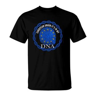 European Union Its In My Dna European Union European Union Flag In Thumbprint T-Shirt | Mazezy