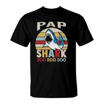 Family 365 Fathers Day Funny Pap Shark Grandpa Gift Men T-Shirt - Seseable
