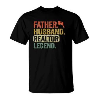 Father Husband Realtor Legend Men Vintage Real Estate Agent T-Shirt - Seseable