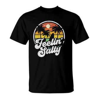 Feeling Salty Island Vacation Surfing Palm Retro Beach Gift T-Shirt | Mazezy