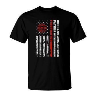 Firefighter Husband Father Fireman Fathers Day Gift For Dad T-Shirt - Seseable