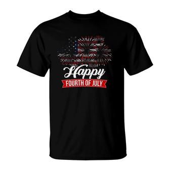 Fourth Of July 4Th Of July Usa Flag Fireworks T-Shirt - Seseable