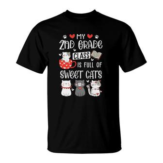 Funny Cats Valentines Day Teacher Tee 2Nd Grade Teachers Cat T-Shirt - Seseable