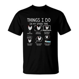 Funny Chickens Print Things I Do In My Spare Time T-Shirt - Seseable