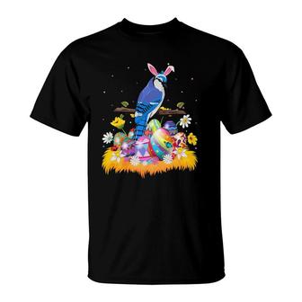 Funny Easter Egg Lover Cute Blue Jay Bird Easter Sunday T-Shirt | Mazezy