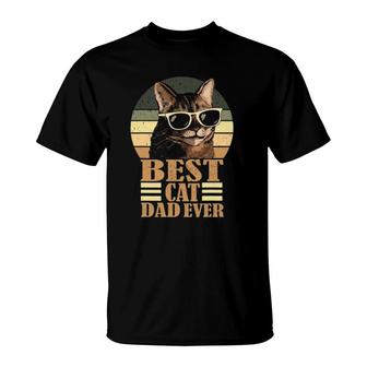 Funny Mens Vintage Retro Best Cat Dad Ever T-Shirt - Seseable