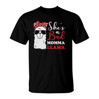 Funny Shes A Bad Momma Llama Mothers Day Mama Mom Grandma T-Shirt - Seseable