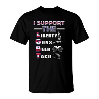 Funny Support Lgbt Liberty Guns Beer Tacos Gift T-Shirt | Mazezy