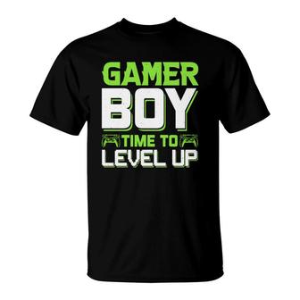 Gamer Boy Time To Level Up Birthday Boy Matching Video Gamer Design T-Shirt - Seseable
