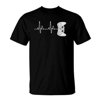 Gamer Heartbeat Gaming Video Game Lover Men Boys Teens Gift T-Shirt - Seseable