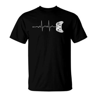 Gamer Heartbeat Video Game Lover Boys & Girls Gift T-Shirt - Seseable