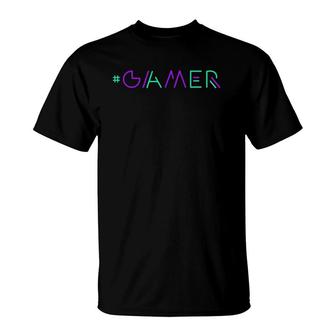 Gamer Retro Gaming Gamer & Video Game Lover Green-Purple T-Shirt - Seseable