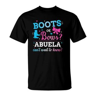 Gender Reveal Boots Or Bows Abuela Matching Baby Party T-Shirt | Mazezy