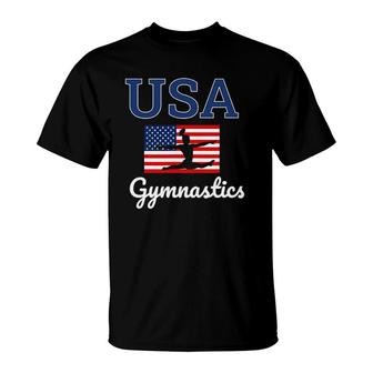 Girl Tumbling Team Gear Gymnast Gymnastics Usa American Flag T-Shirt - Seseable