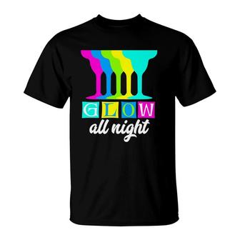 Glow All Night Neon Theme 80S Party Tee T-Shirt | Mazezy
