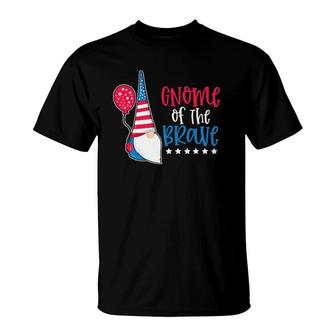 Gnome Of The Brave 4Th Of July Patriotic Red White Blue Usa T-Shirt - Seseable