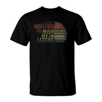 Godfather Man Myth Legend Vintage Men Classic Godfather T-Shirt - Seseable