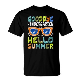 Goodbye Kindergarten Hello Summer Kinder Graduate Kids T-Shirt - Seseable