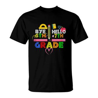 Graduation Bye 6Th Grade Hello 7Th Grade Back To School Kids T-Shirt - Seseable