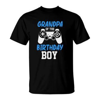 Grandpa Of The Birthday Boy Matching Video Gamer Blue Great T-Shirt - Seseable